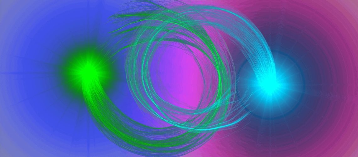 AdobeStock_66263813_Dualseele_Zwillingsflamme (1) blaue und grüne Lichtschleife